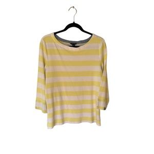 Nautica Women's Long sleeve knit top. Yellow and White stripes. Size XL  427